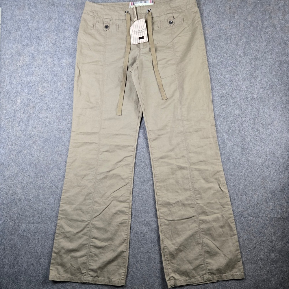 Daughters of the Liberation Pants Womens 14 Tan Linen Blend Wide Leg Utility New